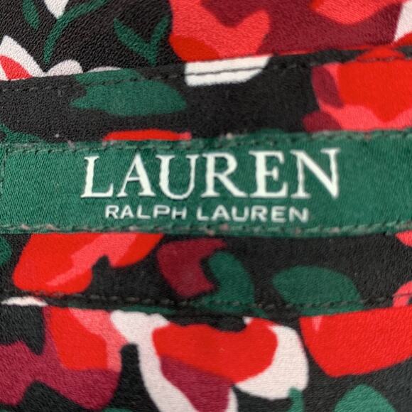 Lauren Ralph Lauren Ruffle Top Roses Print Button Down Long Sleeve Size Petite M - Picture 11 of 12